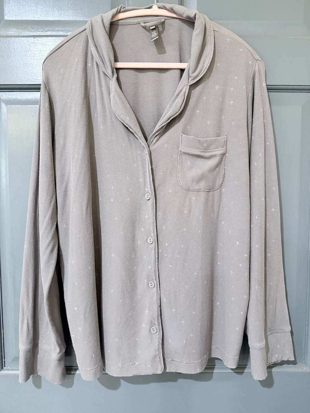 Skims Soft Lounge Rib Sleep Top in Smoke Sparkle Print size Large Celestial